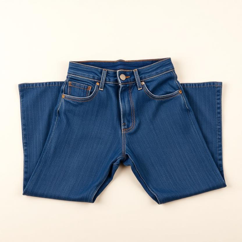Folded vintage denim jeans