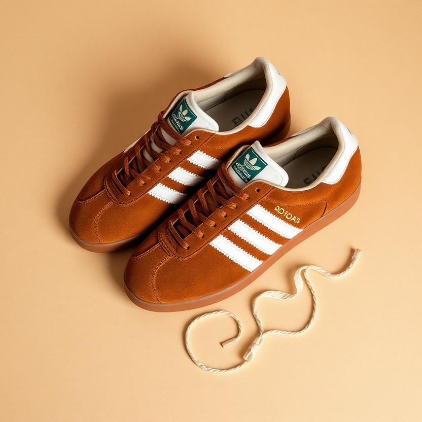 Brown suede Adidas sneakers